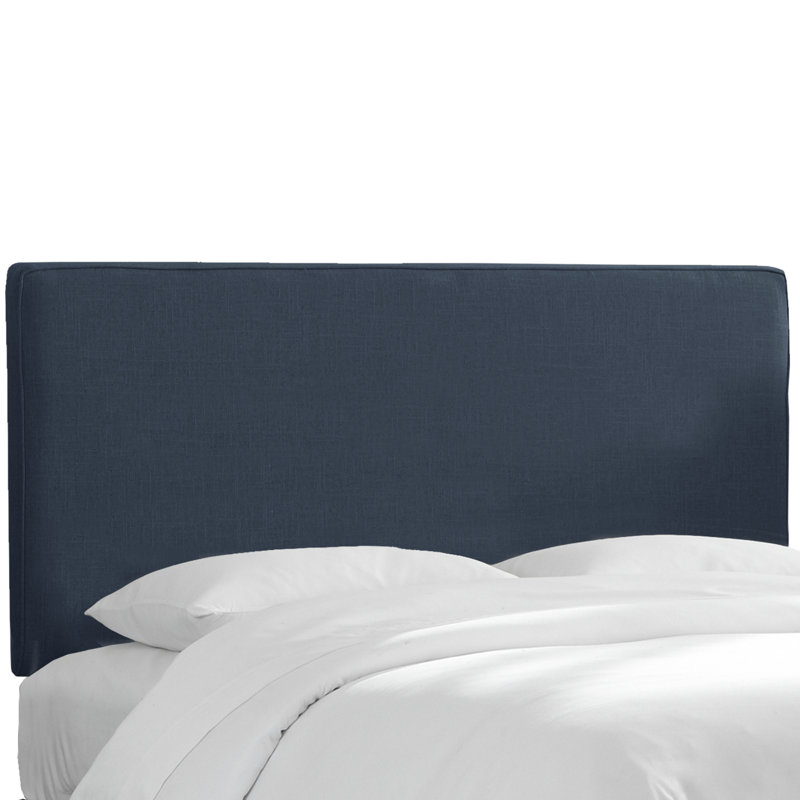 Tête de lit tapissier, Grand, Lin bleu marine classique