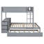 Lit superposé gris avec bureau, lit gigogne simple, rangement et rangement pour chambre fonctionnelle, lit gigogne - Pratique