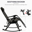 Chaise longue berçante pliable grise - Fauteuil inclinable à gravité avec tissu respirant et porte-gobelet inclinable pour l'extérieur