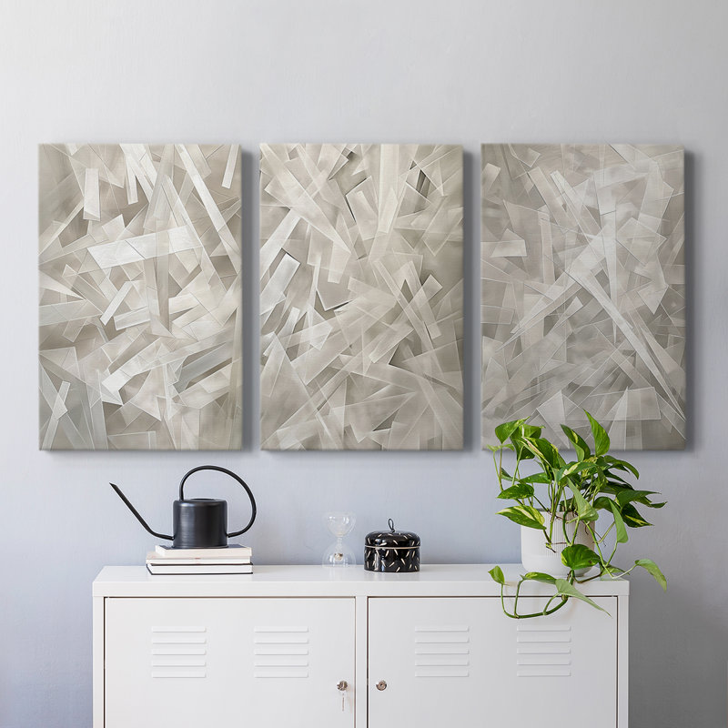 Abstract Series XIX -Set Of 3 Gallery Wrapped Canvas -Ready to Hang, 27" H x 18" W
