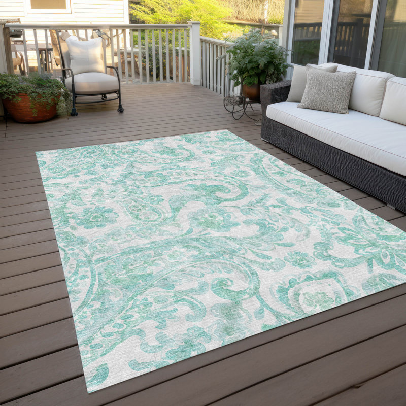 Tapis intérieur / extérieur Siriyah avec envers antidérapant, Rectangle de 10 pi x 14 pi