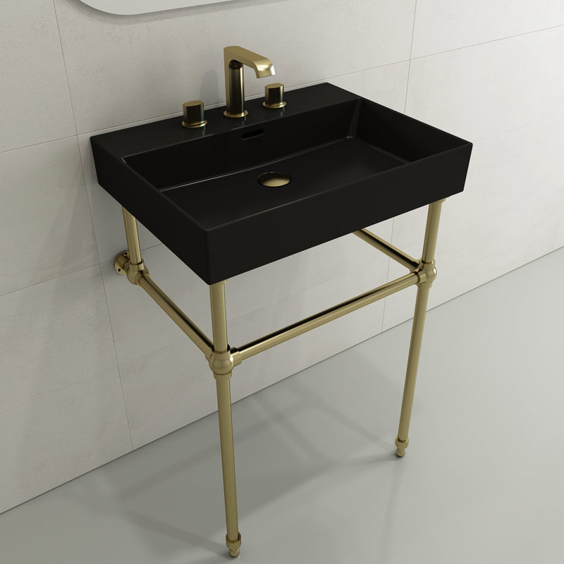Milano 23.82'' L Bathroom Sink, Matte Black, Single-Hole