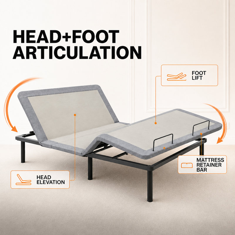 Oakes Zero Gravity Adjustable Bed with Remote, King