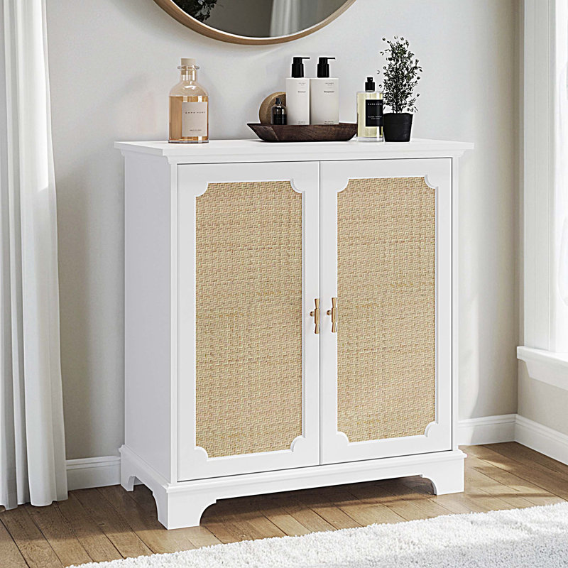 Buffet Buffet avec portes décoratives en rotin, armoire de rangement pour buffet, console, armoire décorative