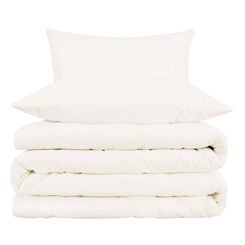 Ensemble de housse de couette lavable 100% coton 200 fils Blue Queen, Housse de couette grand et 2 taies d'oreiller stan
