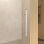 Porte de douche coulissante simple de 48 po de largeur x 72 po de hauteur, verre fixe de 5 mm et verre coulissant de 6 mm sans cadre, verre trempé transparent, poignée en acier inoxydable, chrome