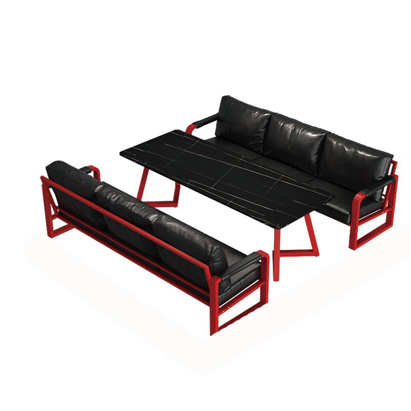Ensemble de salle à manger Masaichi, H 29,6 po x L 27,6 po x l 63 po, Rouge, Rouge