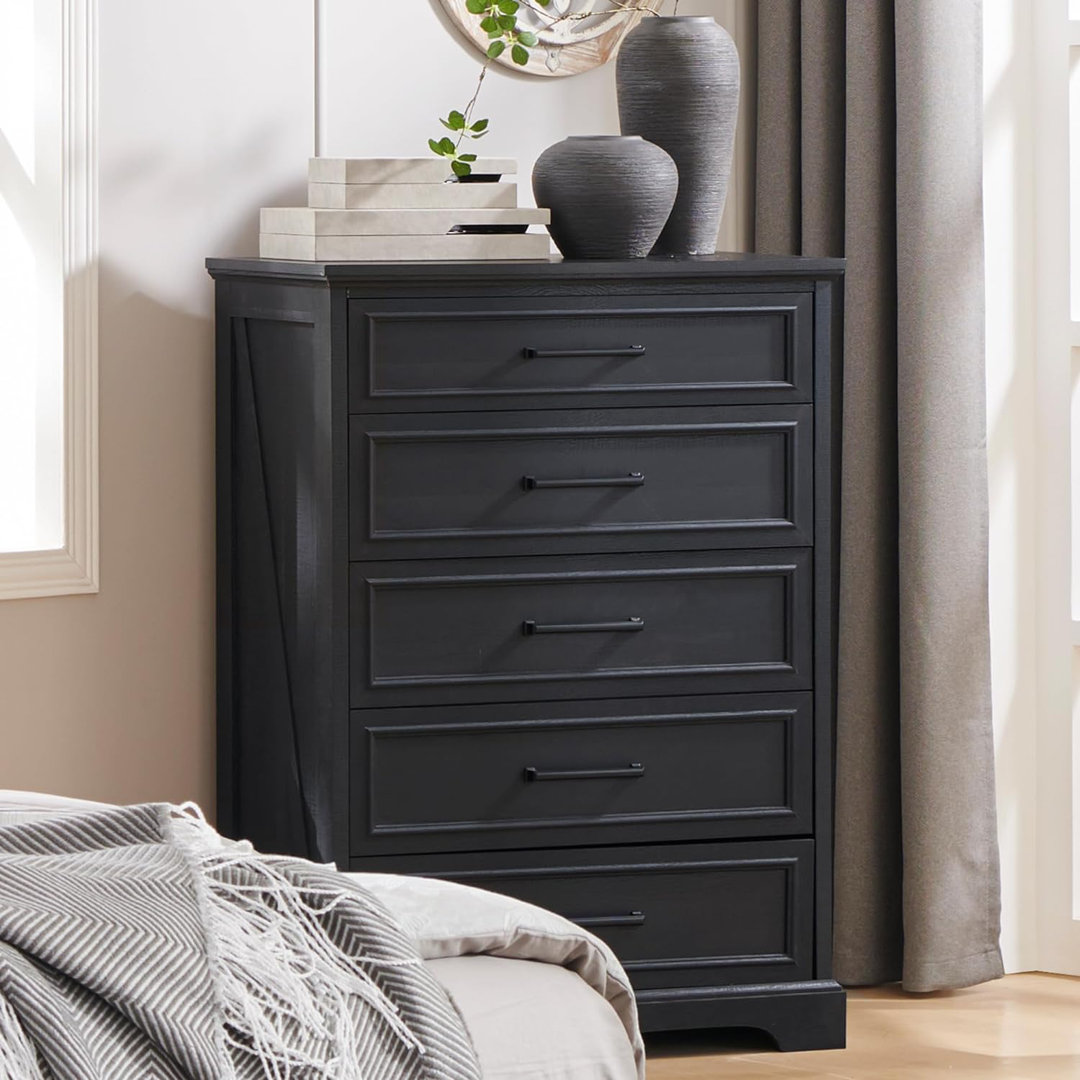 Quintone 46" Farmhouse 5 Drawer Dresser,Tall Chest of Drawer With Anti-Tip for Bedroom Gracie Oaks 