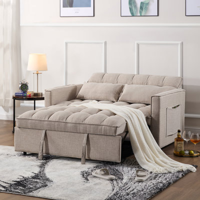 Nangle 53" Wide Modern Upholstery Reclining Sleeper Sofa With Adjustable Backrest by Ebern Designs