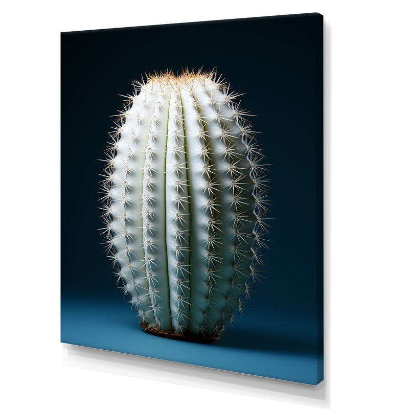 Décoration murale cactus ivoire I - Cactus, Toile tendue, H 32 po x l 16 po x P 1 po