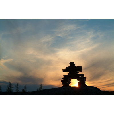 Inukshuk At Dusk In Nunavik by StphaneLemire - Wrapped Canvas Print