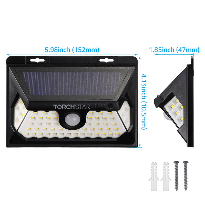 LED Solar Flood Light, Sensor Security Wall Light Dusk to Dawn, Pure White