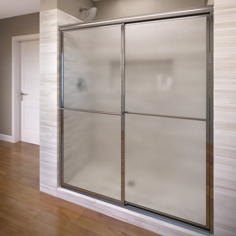 Porte de douche sans cadre Deluxe l 44 "x H 68", Argent, Obscur