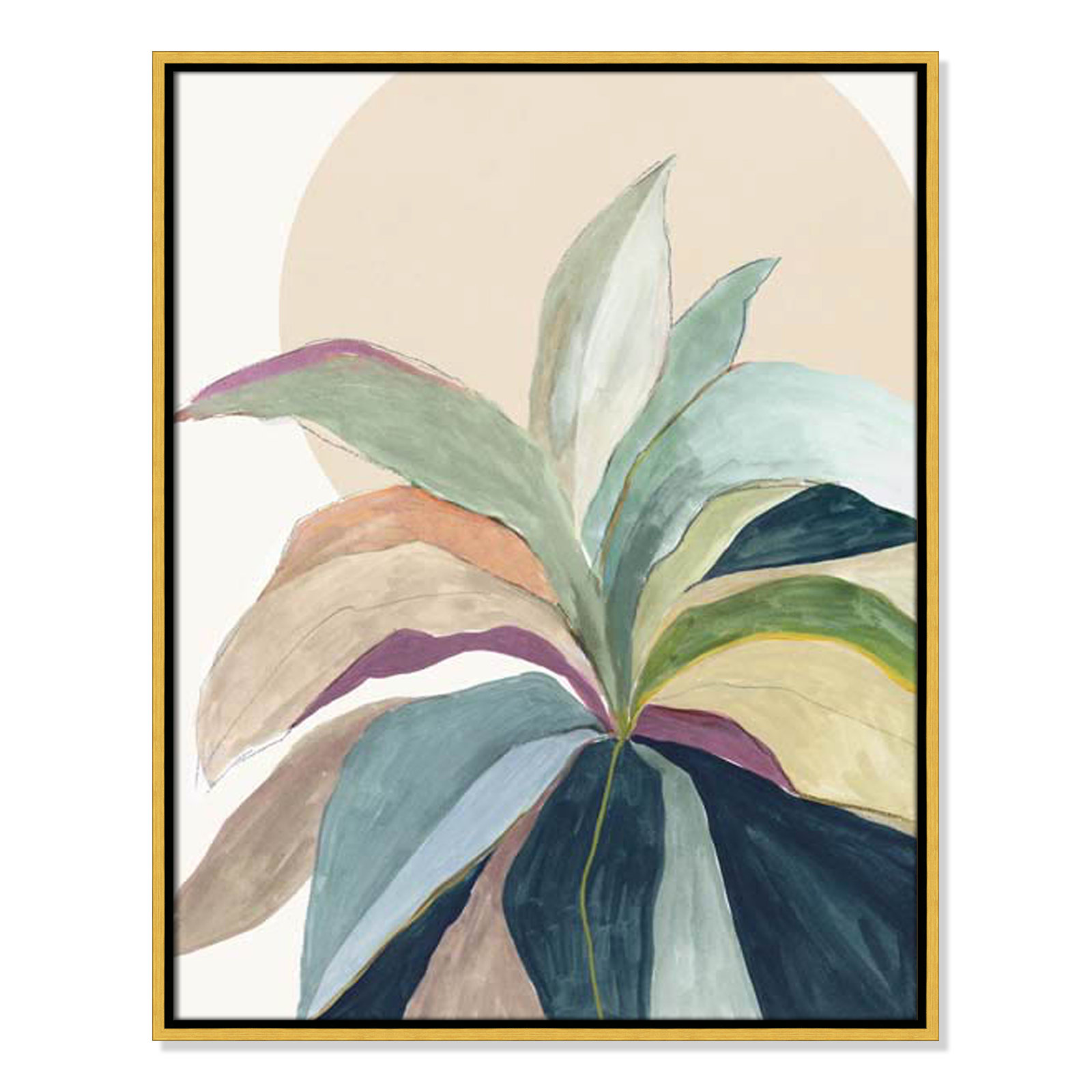 Byer "Sunny Bright Leaves II" Print by Asia Jensen, No Mat, 29.5" H x 23.5" W x 2" D, Gold Floater Framed