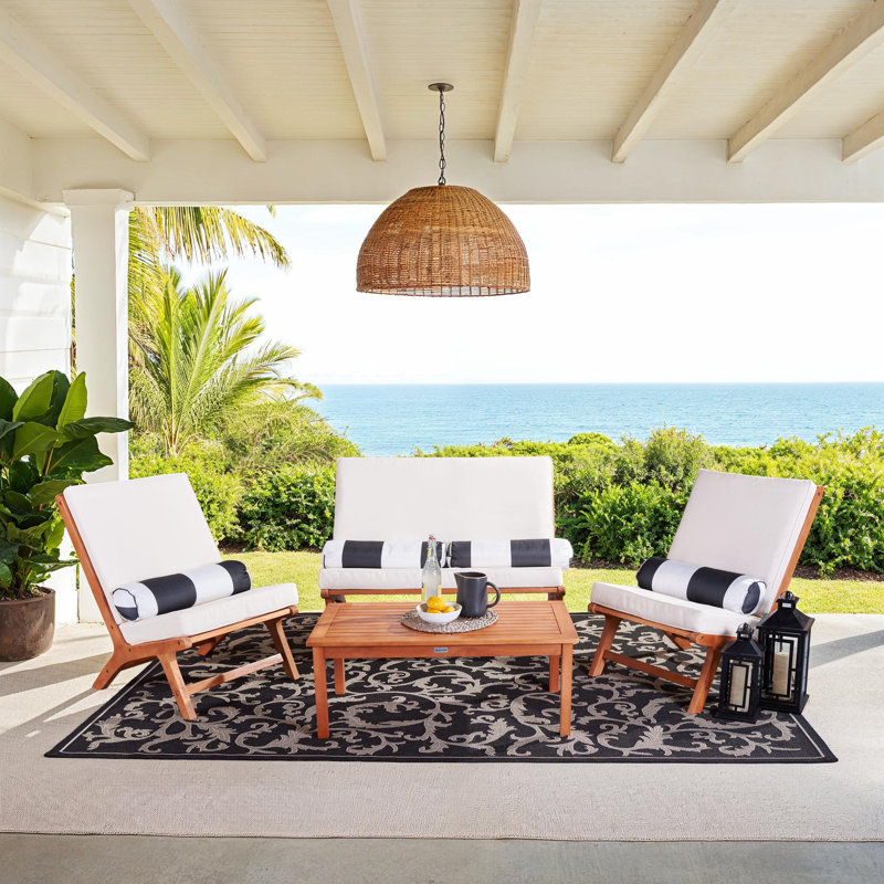 Eubank Eucalyptus 4 - Person Patio Conversation Set with Cushions
