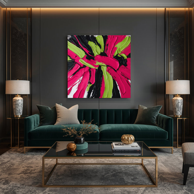 «Neo Expressionism», art mural sur toile rouge, H 12 po x l 12 po
