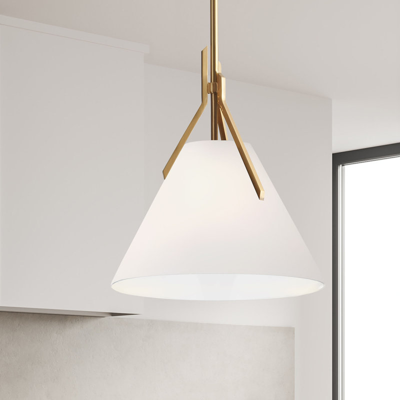Shorney 1 - Light Single Pendant, Aged Brass, Opal White