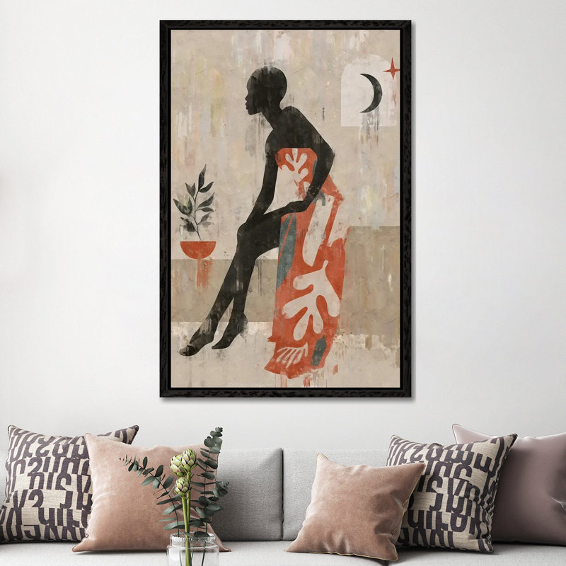 Abstract Ceramics Girl II by Helo Moraes - Gallery-Wrapped Canvas Giclée on Canvas, Black Floater Framed