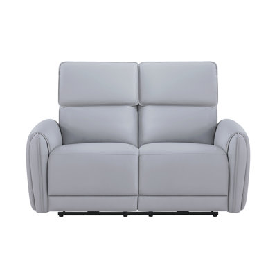 Jeromie Gray Synthetic Leather Power Motion Loveseat W/USB Port