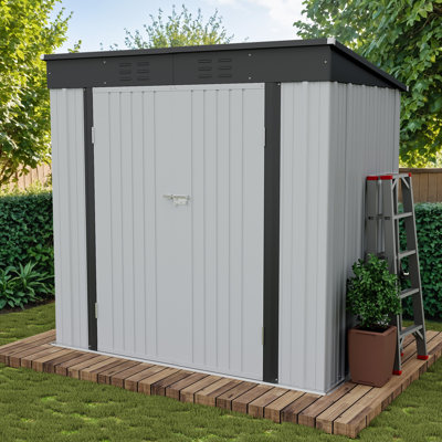 Lockable Door 6 ft. W  x 4 ft. D Outdoor Metal Lean-To Storage Shed