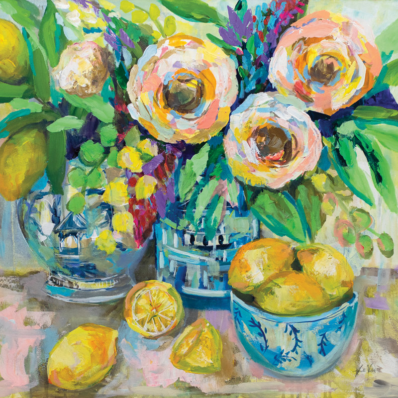 Afternoon Lemonade by Jeanette Vertentes - Painting Print, Black Floater Framed, 8cm H x 12cm W