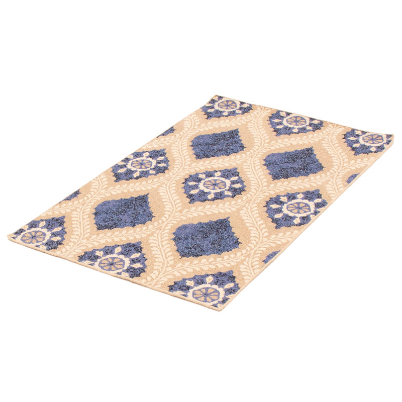 Tapis kaki en laine tissé à plat à motif géométrique Kerensa, Rectangle 3 pi 6 po x 5 pi 6 po