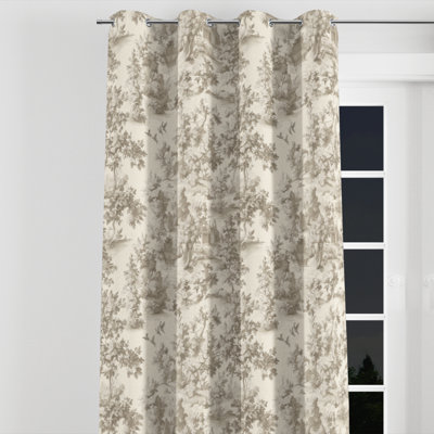 French Country Curtain panels - Beige Neutral Toile Grommet Curtain - 1 Panel