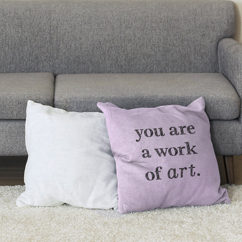 Oreiller de plancher Work of Art, 40 po x 40 po, Mauve / Noir