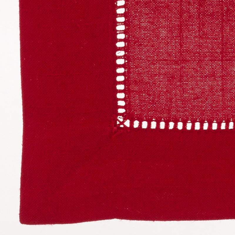 Rochester Collection Red Tablecloth With Hemstitched Border, 120" Rectangle