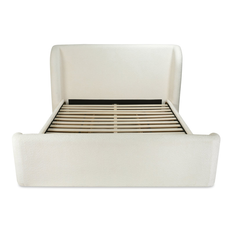 SOPHIA Upholstered Wingback Storage Bed, Queen, Cream Boucle