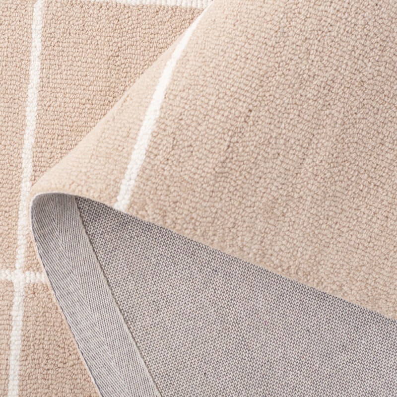Martha Stewart 300 Hand Tufted Wool/Cotton with Latex Geometric Rug in Beige/Ivory, Rectangle 8' x 10'