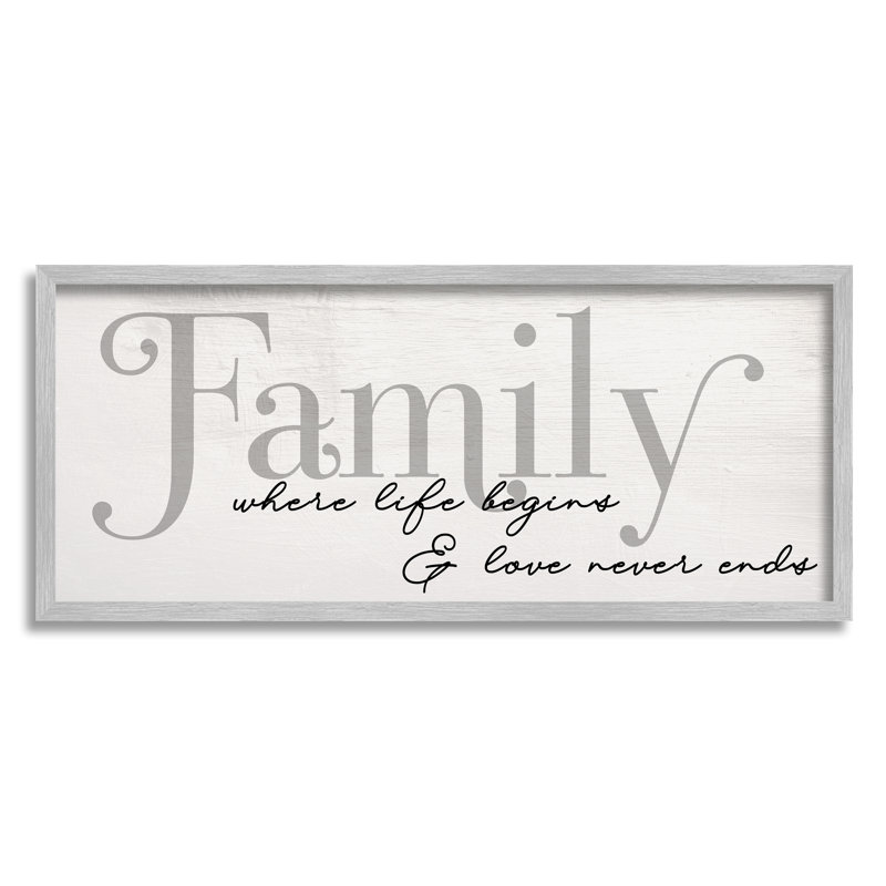 «Family Life Begins & Love Never Ends», Estampe numérique Farmhouse, H 10 po x l 24 po