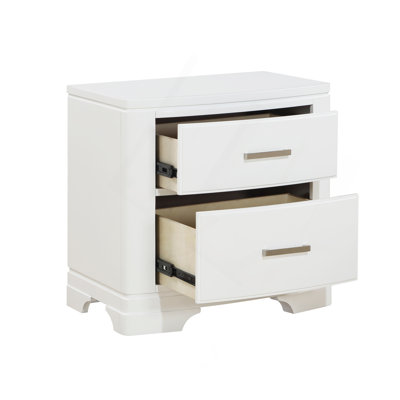White Finish Sleek Design Nightstand With Two Storage Drawers Transitional Style Bedroom Furniture 1Pc