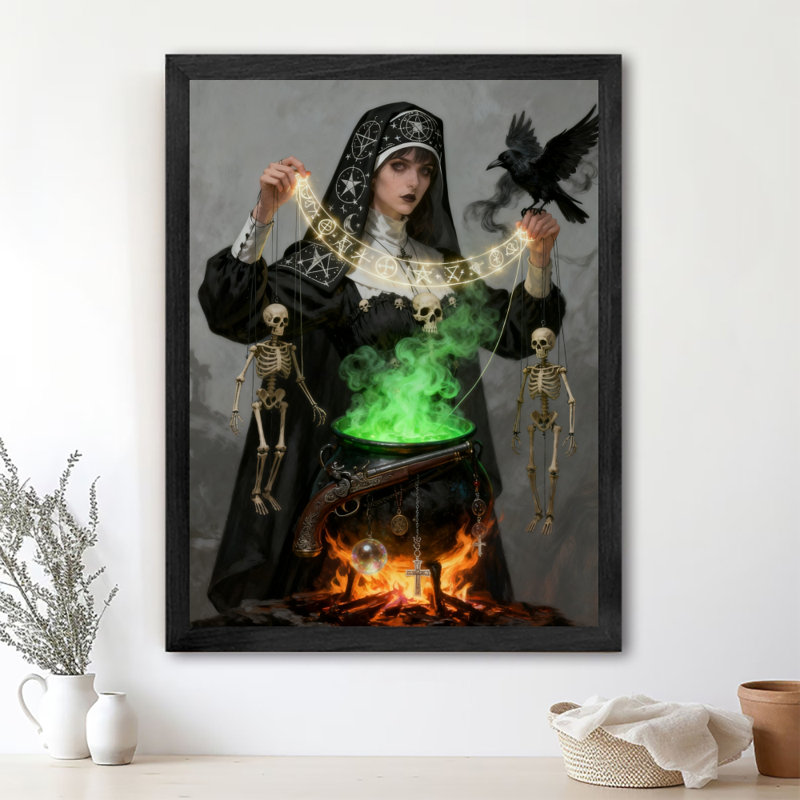 "Alchimiste noir encadré noir", art mural, impressions de style rétro, H 17 po x l 13 po