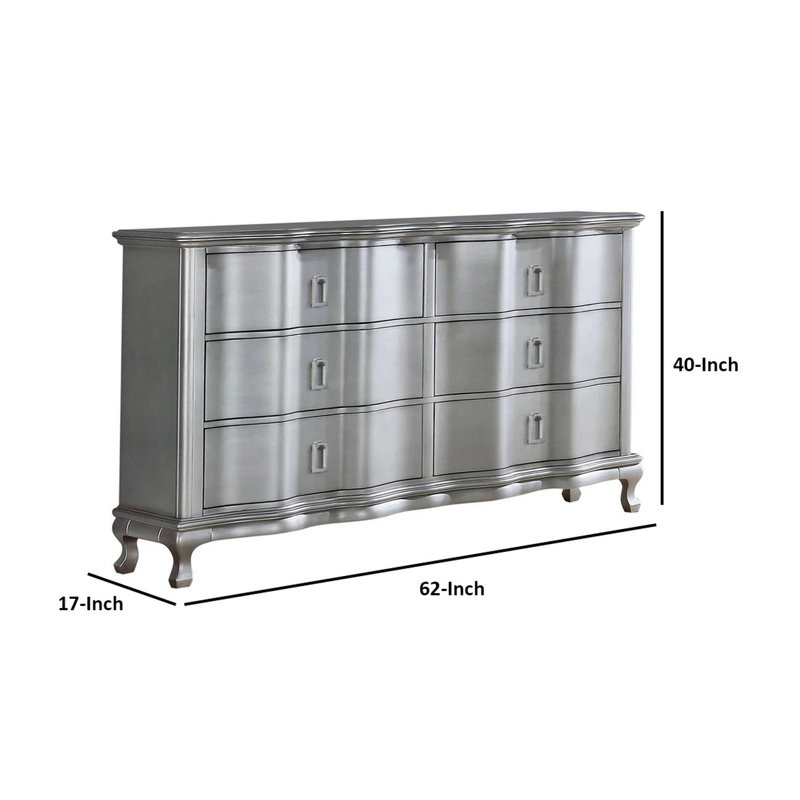Commode double 6 tiroirs en bois massif avec miroir Catalinas