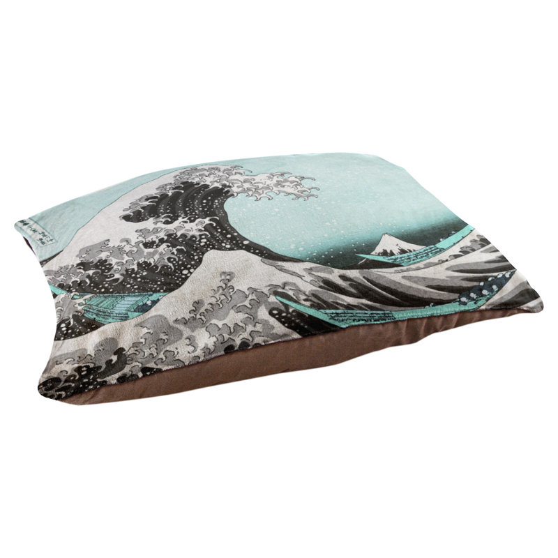 Oreiller the great wave dog Burkart, Grand (H 14 po x l 42,5 po x P 32,5 po), Vert / blanc