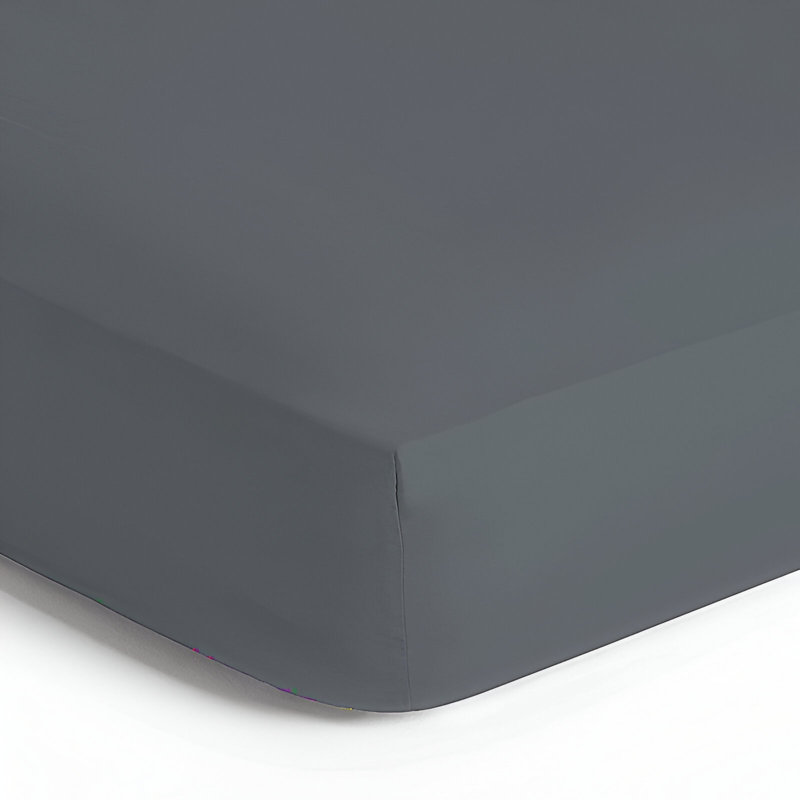 Angelka Microfiber Brushed Deep Fitted Bed Sheet, Charcoal, Double (4'6)