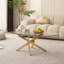 Table basse OVAL, table d'appoint en verre de 39,37 po avec pieds dorés, table à thé moderne pour le salon-646448004