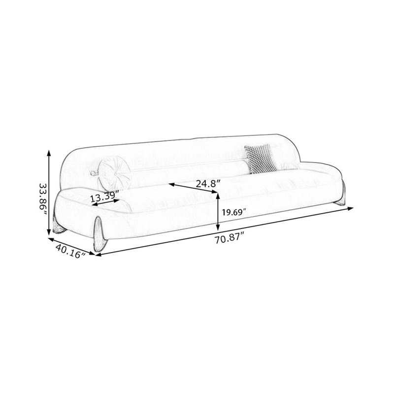 Canapé moderne standard en polyester blanc crème, H 33,86 po x l 70,87 po x P 40,16 po