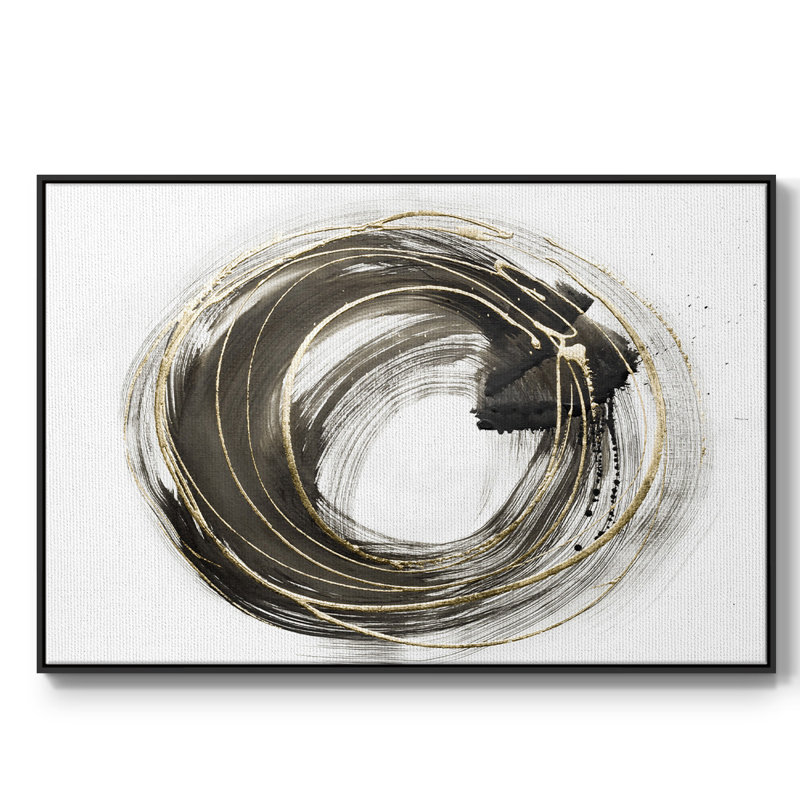 Golden Social Circles II, reproduction d'art sur toile, H 25 po x l 17 po x P 2 po, Noir