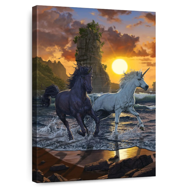 Brampt Unicorns In Sunset, 45" H x 30" W