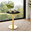 Table d'appoint ronde moderne 23,6 po, plateau en panneau de fibres à densité moyenne avec bordure en acier inoxydable doré et base piédestal