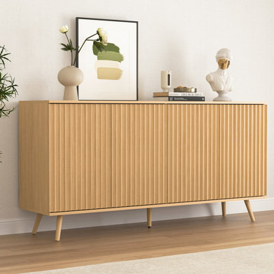 Sideboard Buffet With 4 Doors, Adjustable Shelves, And A Press - Rebound Function. Ideal For Multiple Rooms, This Cabinet Is Easy To Assemble Organize Door Storage Shelves Distinctive Hexagonal