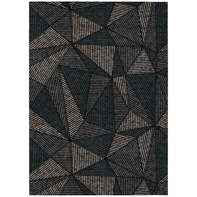 Tapis d'intérieur lavable extérieur gris anthracite et gris 3 pi x 5 pi