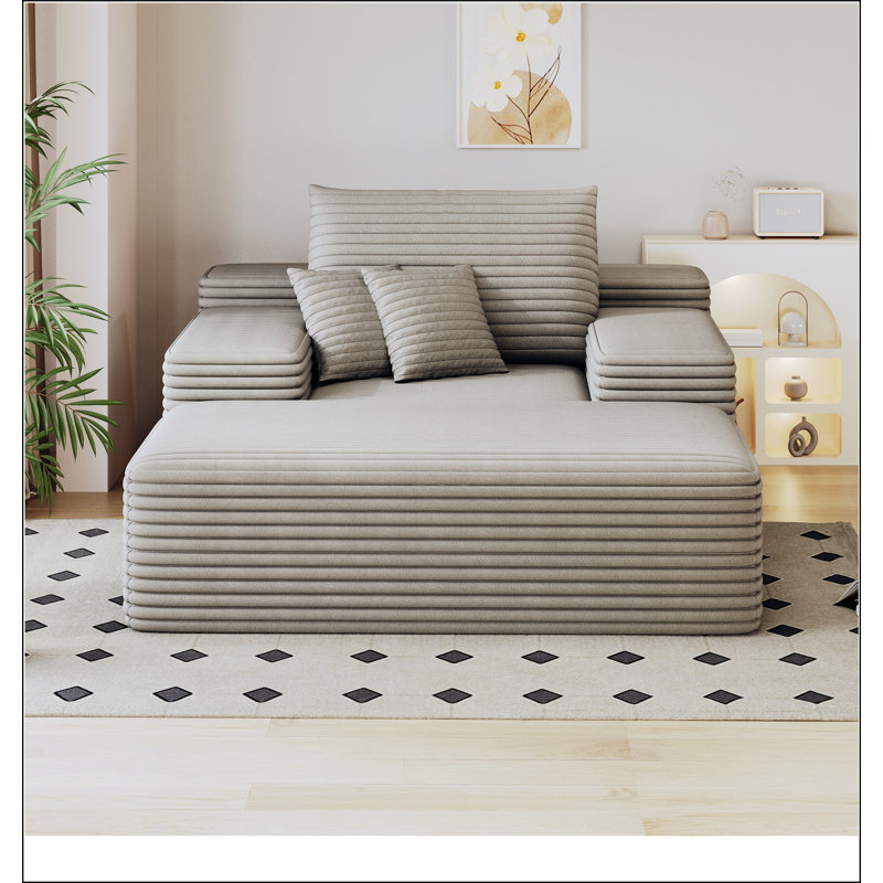 Chaise Lounge Chair Indoor, Oversized Upholstered Sofa Bed, Sleeper Couch Reading Chairs Fluffy Plush Faux Fur Cloud Sofas Couches for Living Room