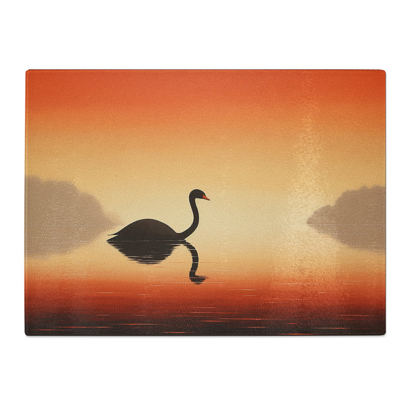 Swan Minimalism No.2  Glass Chopping Board