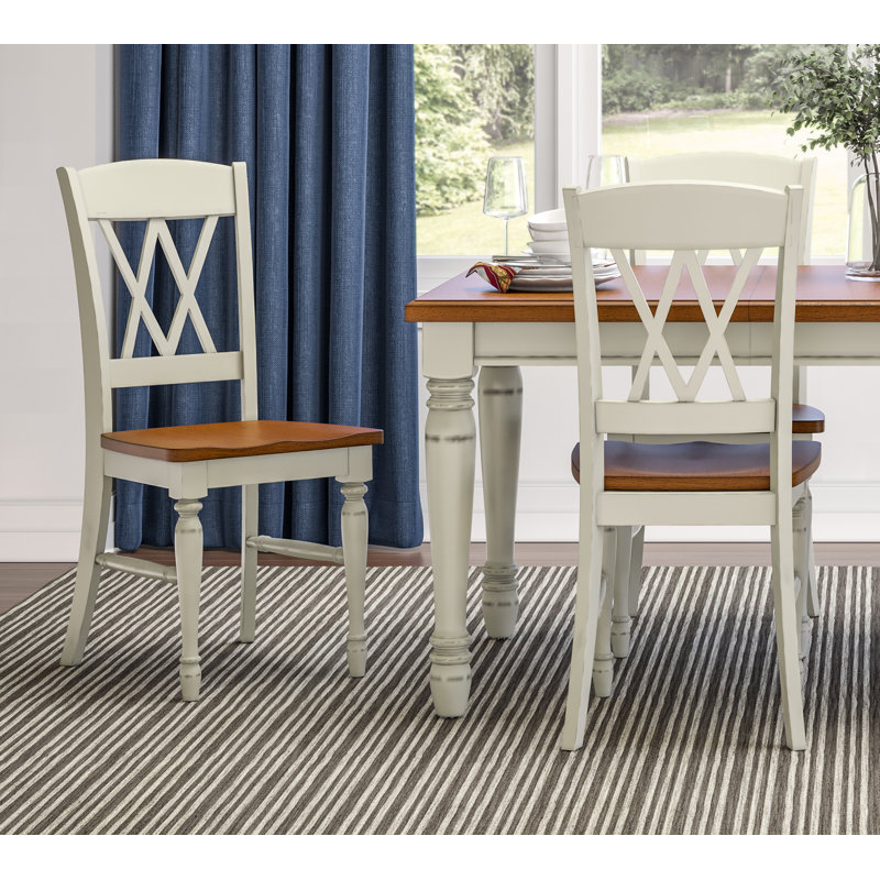 Monarch White and Oak 5-Piece Dining Set with Double X-Back Chairs