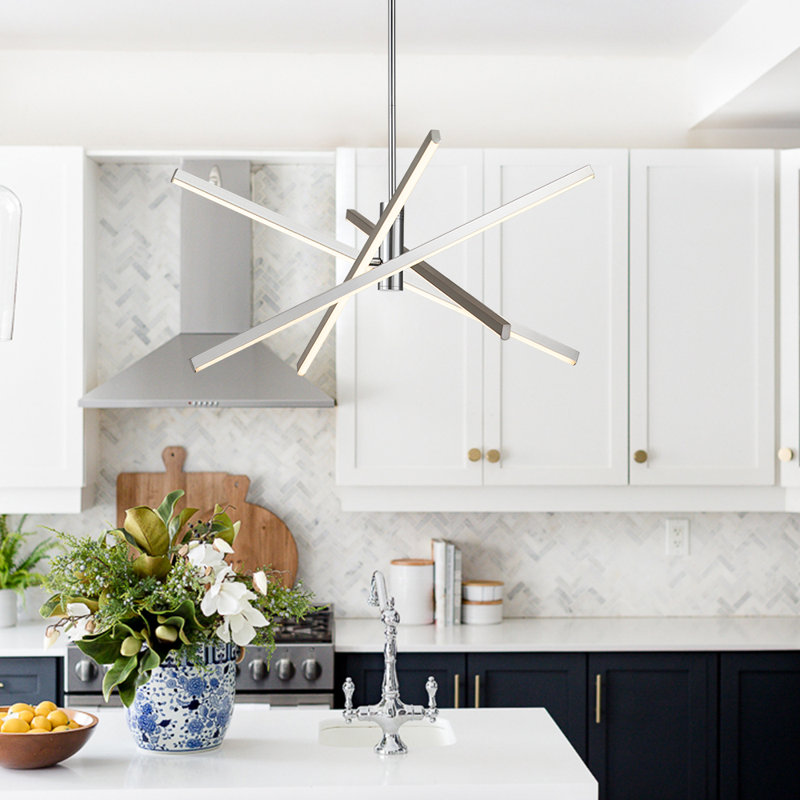 Lustre linéaire moderne Burcker, Nickel, H 13 po x l 26 po x P 26 po
