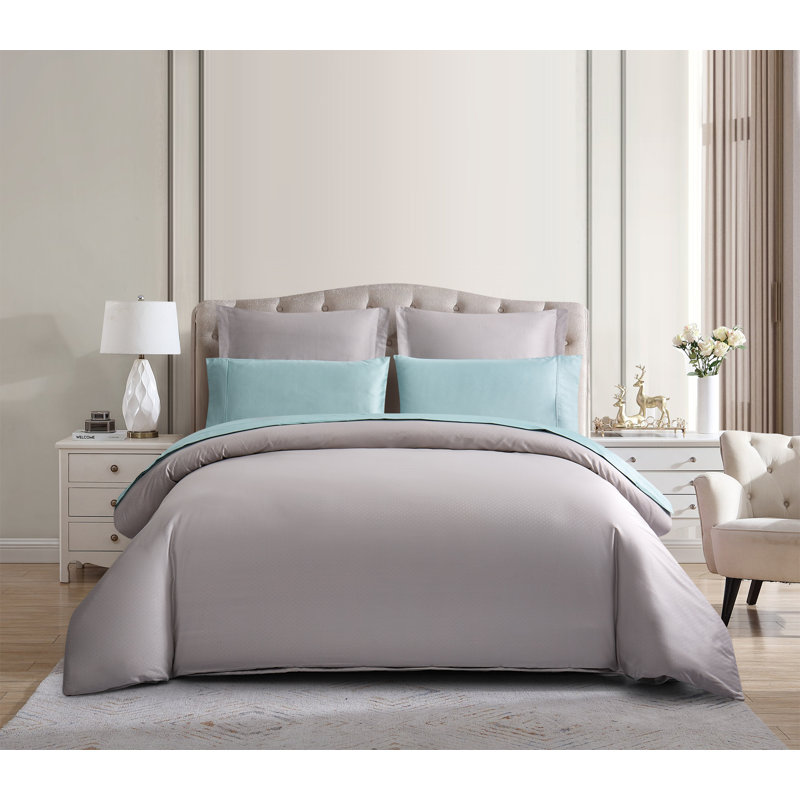 Ensemble de draps 100% coton 600 fils 600 fils, Ensemble de draps pour très grand lit avec 2 taie, Vert