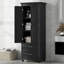 Grande armoire de rangement avec deux tiroirs pour salle de bain / bureau, noir
